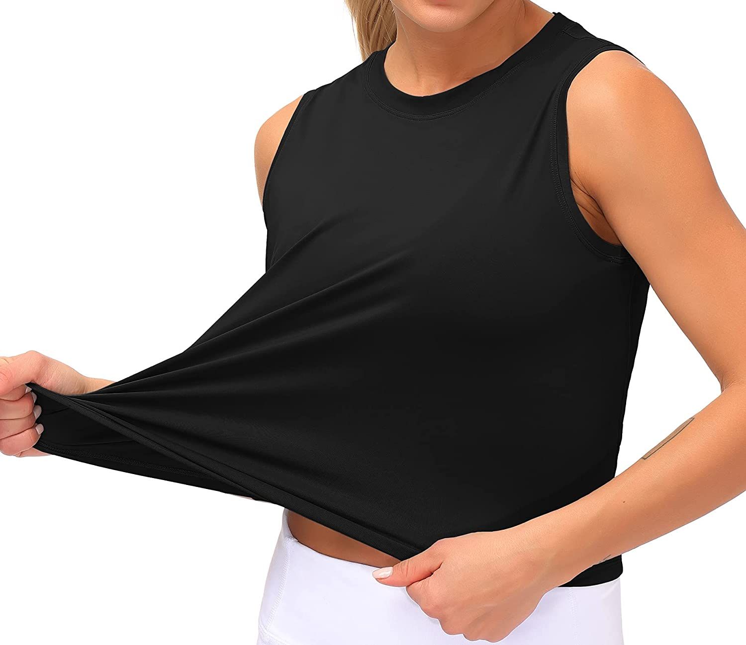 Dragon Fit Women Sleeveless Yoga Tops Workout Cool T-Shirt Running Short Tank Crop Tops | Amazon (US)