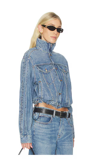 Denim Track Jacket With Embossed Logo Panel in Vintage Light Indigo | Revolve Clothing (Global)