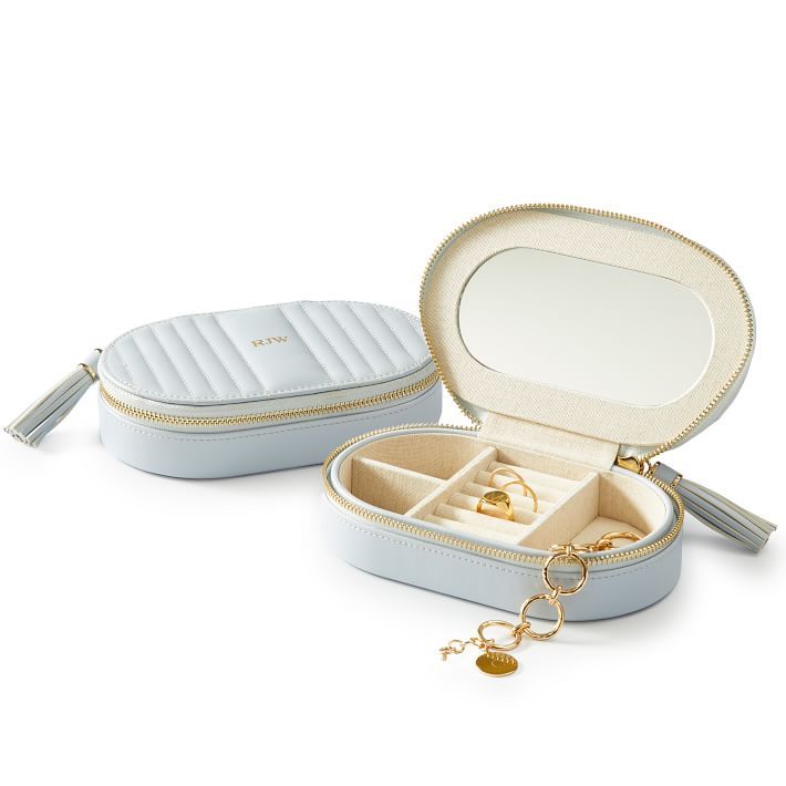 Oval Quilted Jewelry Case | Mark and Graham