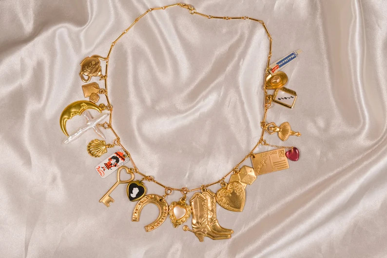 Build Your Own Custom Charm Necklace gold Plated Charm Necklace, Vintage Charm, Customizable Char... | Etsy (US)