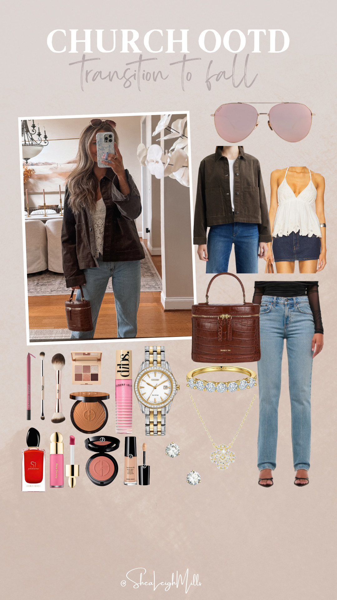 Church fit of the day 🙌🏼 Denim + eyelet lace + a rich chocolate jacket = the easiest way to start transitioning your wardrobe into fall! 

Both comfy and elevated, which is always my Sunday goal outfit 🤎

#FallTransitionStyle #NordstromLooks #AbercrombieDenim #LTKstyletip 

 