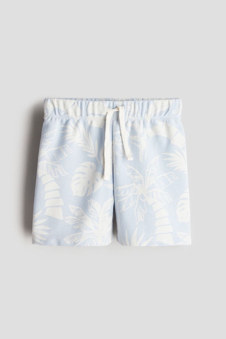 Printed Sweatshorts - Regular waist - Knee-length - Light blue/patterned - Kids | H&M US | H&M (US + CA)