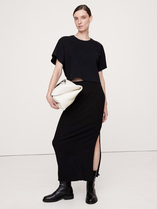 Wide Ribbed Knit Maxi Skirt | Banana Republic (US)
