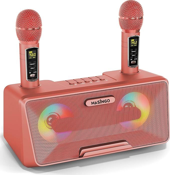 MASINGO Karaoke Machine for Adults and Kids with 2 Wireless Microphones, Portable Bluetooth Singi... | Amazon (US)