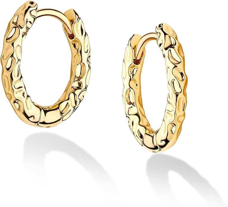 VACRONA Cubic Zirconia Huggie Earrings 14k Gold Plated Tiny Earrings Small Huggie Hoop Earrings S... | Amazon (US)