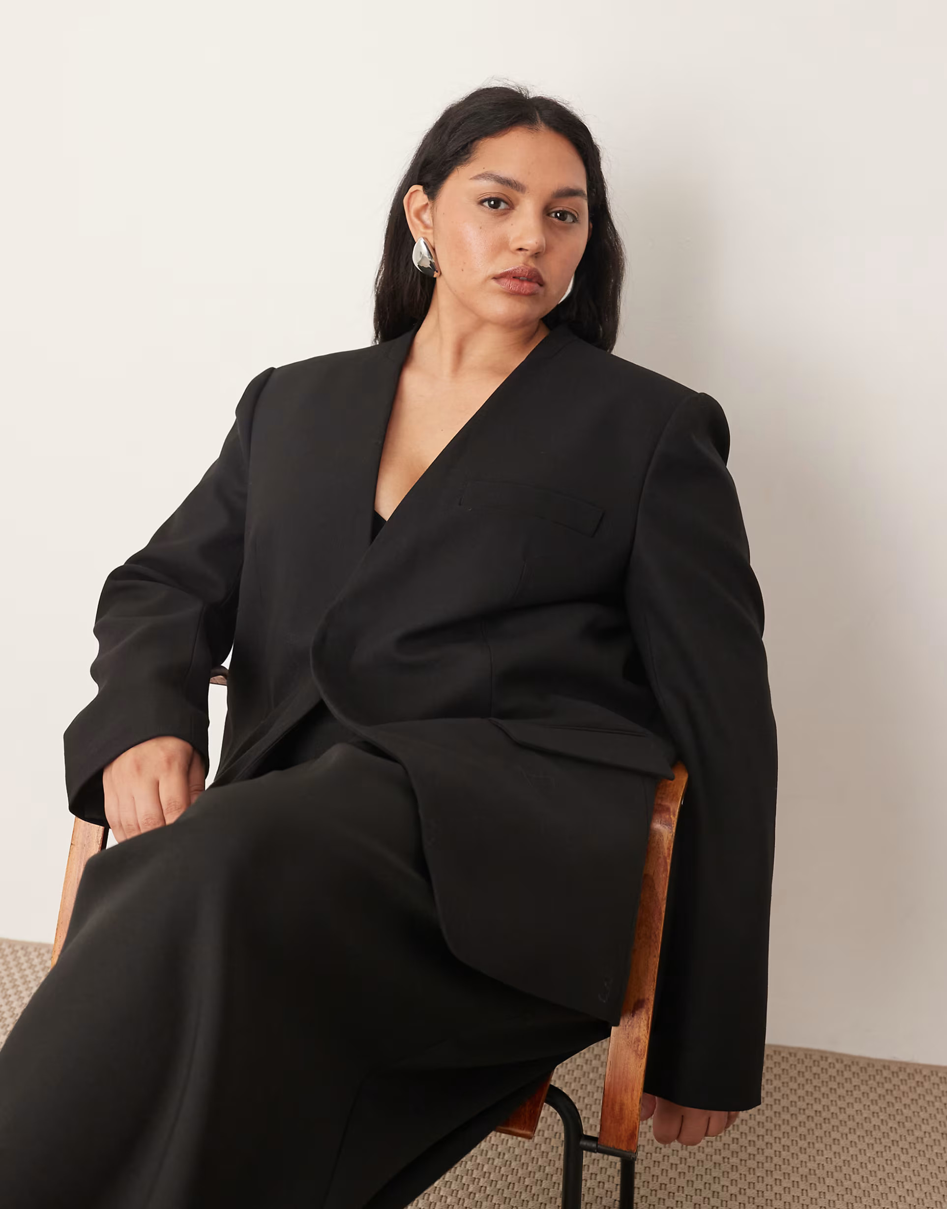 ARRANGE Curve ultimate collarless blazer in black | ASOS | ASOS (Global)