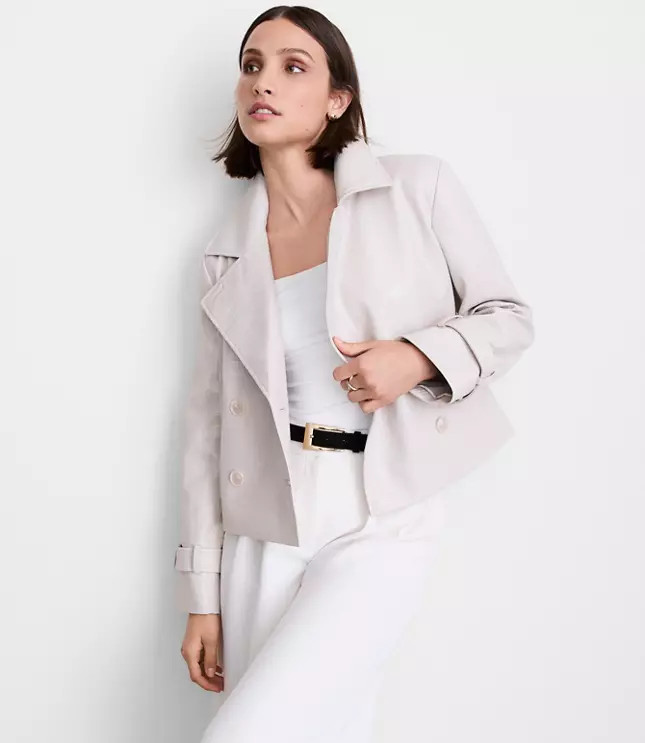 LOFT Versa Embossed Faux Leather Trench Coat | LOFT