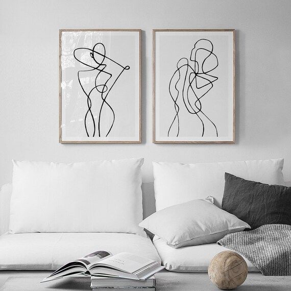 Set of 2 Abstract Line Art Prints, Line Drawing Woman, Line Art, Line Drawing, Abstract Drawing P... | Etsy (US)