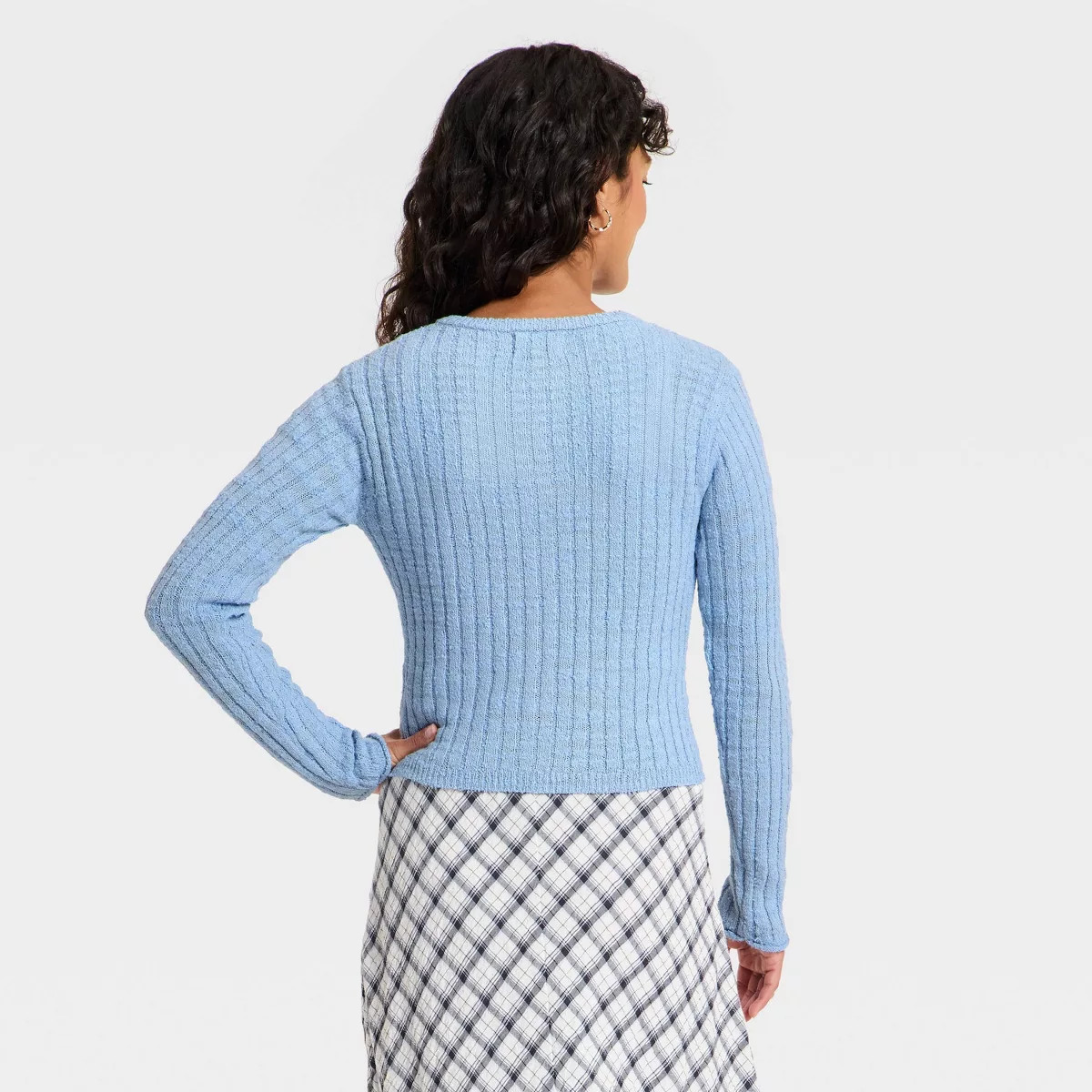 Women's Rib Cardigan - Universal Thread™ Blue L | Target