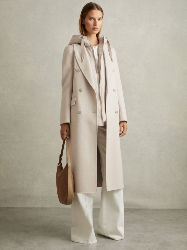 Maeve
                Wool Blend Double Breasted Blindseam Coat | Reiss UK