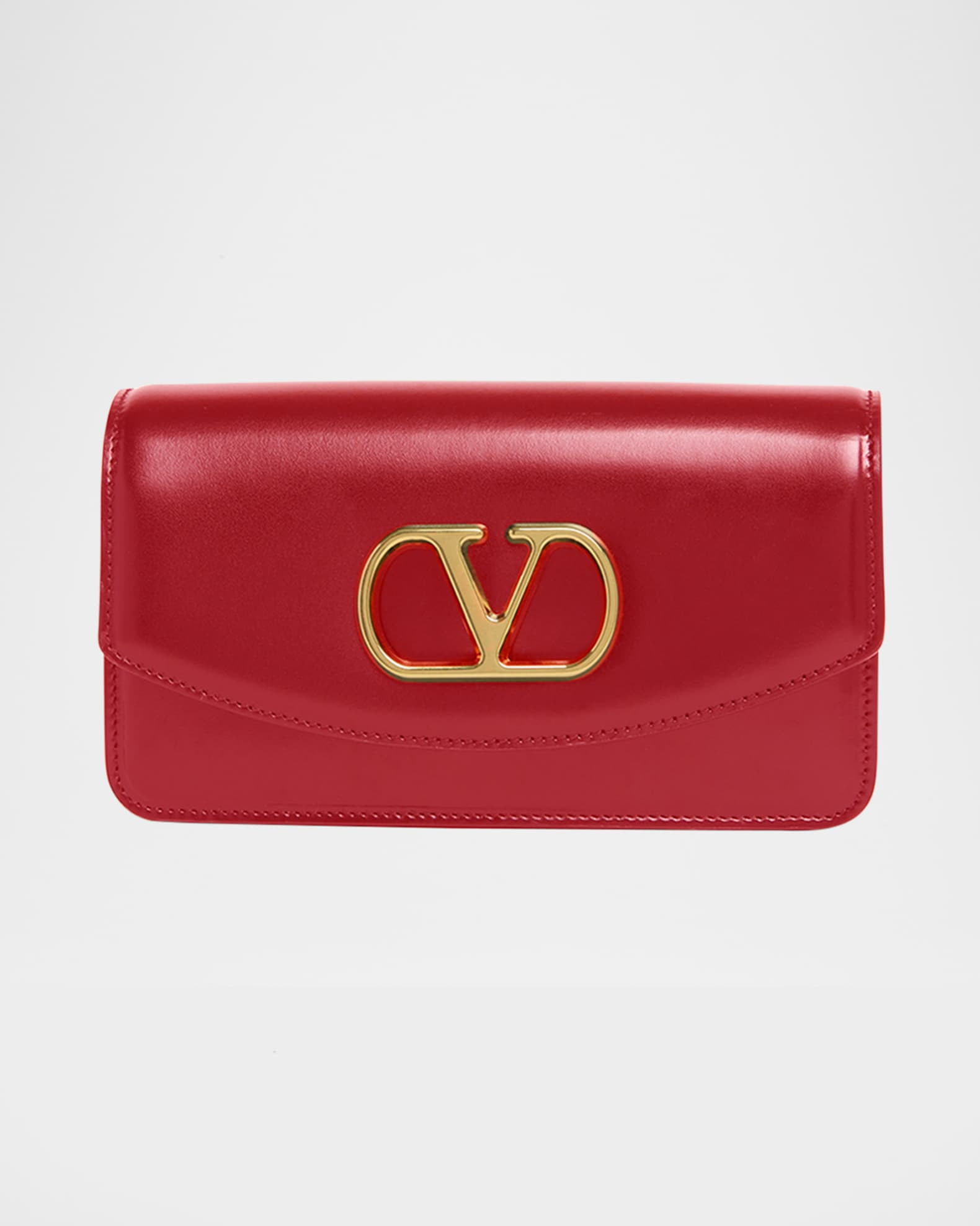 Valentino Garavani Vain Small VLOGO Leather Clutch Bag | Neiman Marcus