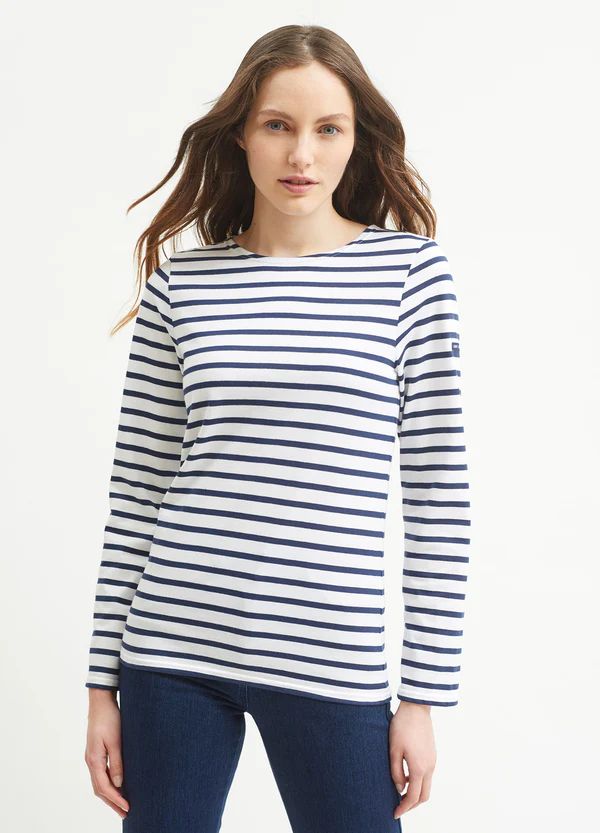 MINQUIERS MODERN - Authentic Breton Stripe Shirt | Soft Cotton | Men Fit (WHITE / NAVY) | Saint James USA