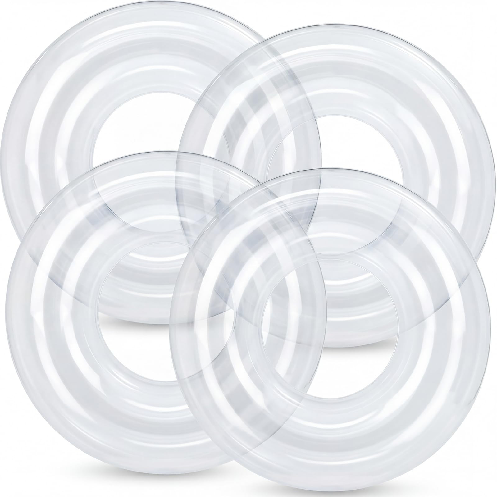 4Pcs 45in Inflatable Pool Float Toy Clear Round Pool Floaties for Adults Extra Large Swim Tubes Swimming Rings for Engagement, Wedding, Bachelorette Summer Beach Party | Amazon (US)