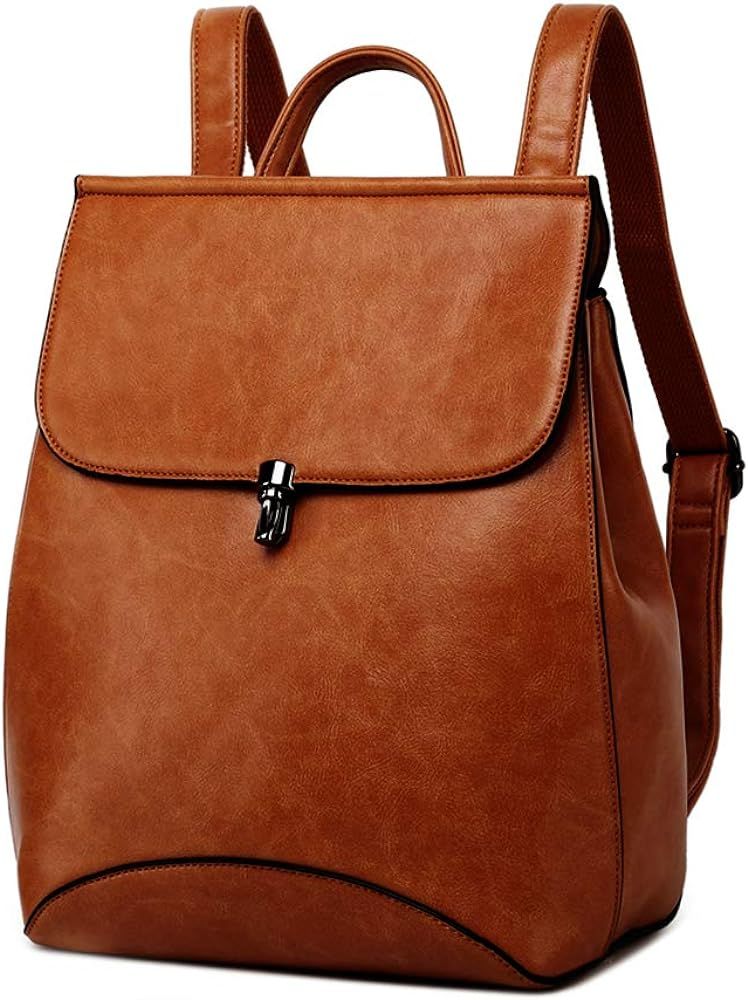 WINK KANGAROO Fashion Shoulder Bag Rucksack PU Leather Women Girls Ladies Backpack Travel bag (br... | Amazon (US)