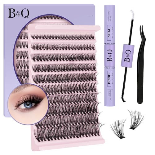 B&Qaugen DIY Lash Extension Kit Individual Eyelash B&Q D Curl Cluster Lashes Eyelashes with Bond and Seal, Applicator Tool Extensions at Home (Kit,40D-0.07D-8-18mix) | Amazon (US)