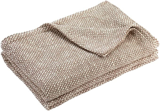 Nate Home by Nate Berkus Lightweight 100% Cotton Basket Weave Two-Tone Blanket | Breathable, All-... | Amazon (US)