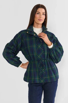 Navy Plaid Zip Up Jacket | Avara