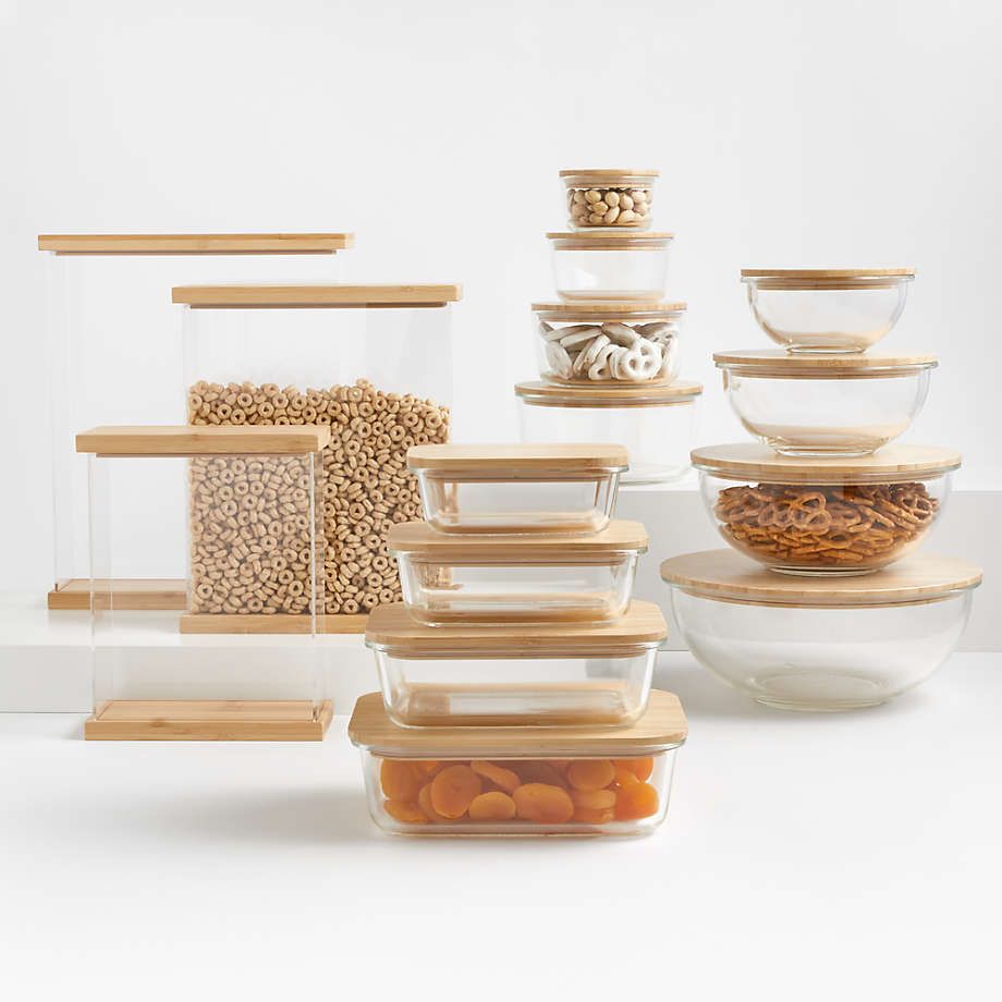 Glass Mixing Bowls with Bamboo Lids, Set of 4 + Reviews | Crate & Barrel | Crate & Barrel
