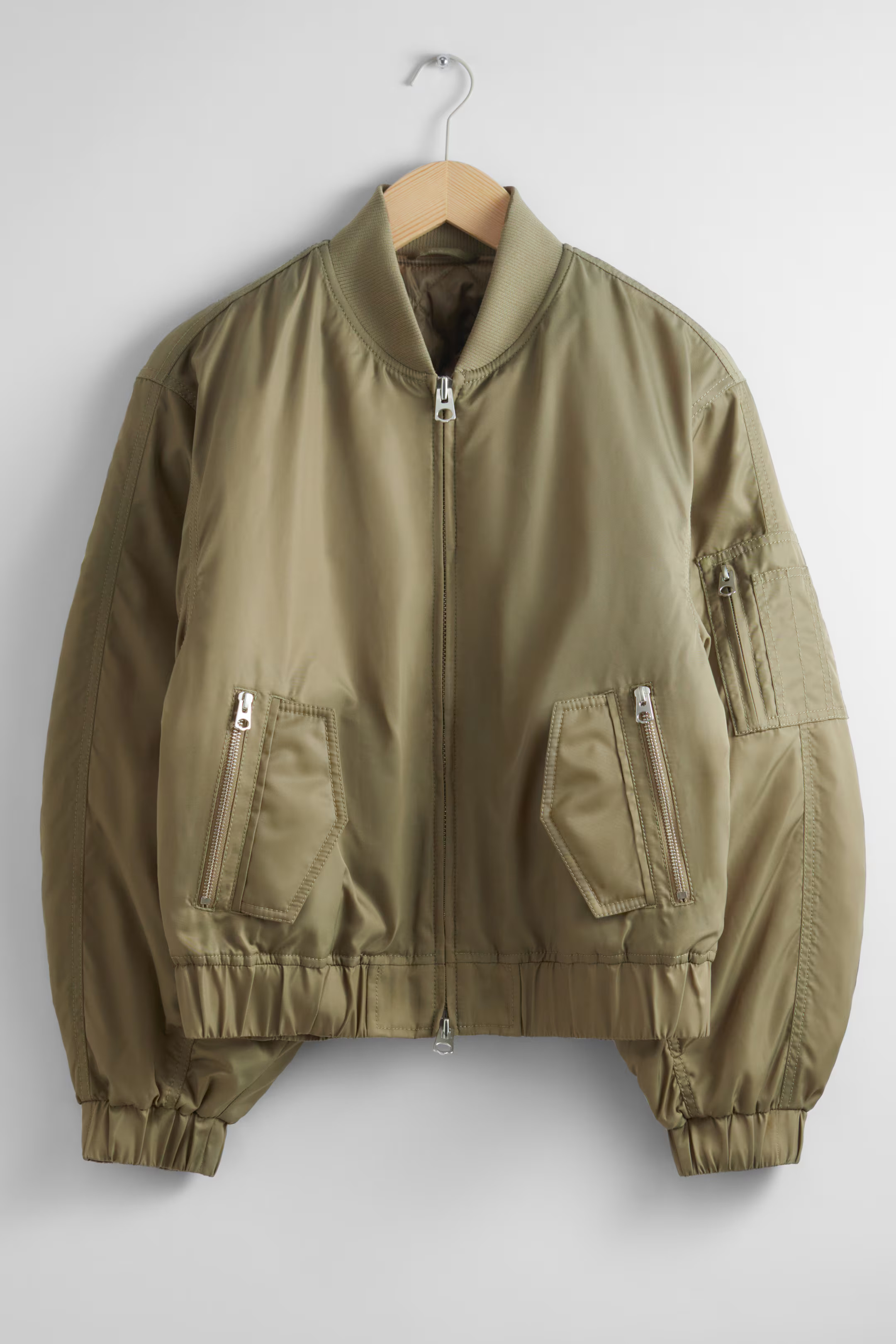 Boxy Zip-Up Jacket - Khaki - Ladies | H&M GB | H&M (UK, MY, IN, SG, PH, TW, HK)