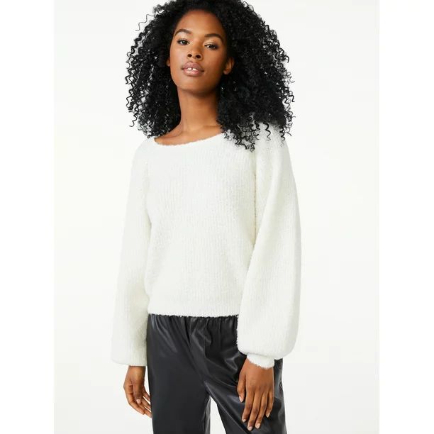 Scoop Women's Boucle Knit Sweater - Walmart.com | Walmart (US)