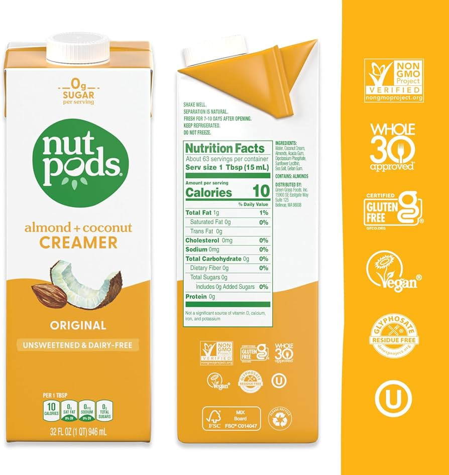 nutpods unsweetened Original Dairy-Free Coffee Creamer - 32oz 3-Pack | Amazon (US)