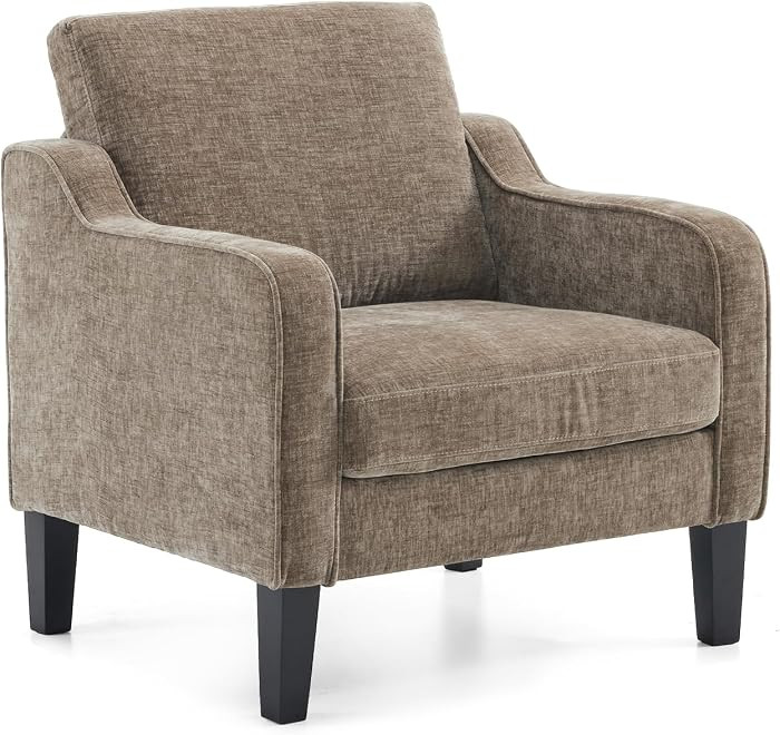 VINGLI Accent Chair for Living Room Chairs Light Brown Reading Chair for Bedroom Scooped Arm Chai... | Amazon (US)