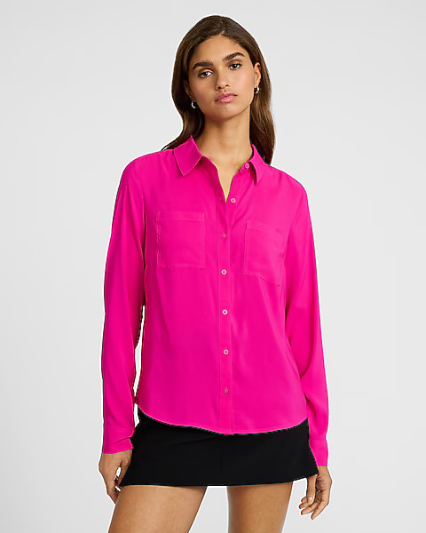 Georgette Double Pocket Relaxed Portofino Shirt | Express