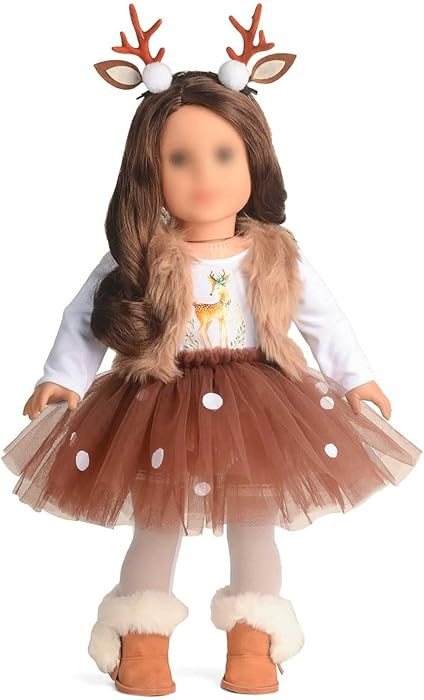 18 Inches Doll Clothes Christmas Deer Costume Tutu Dress fits 18 Inch Doll | Amazon (US)
