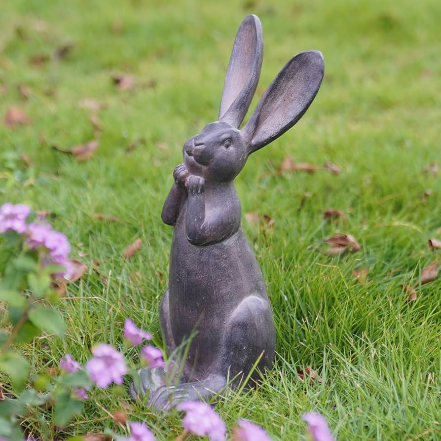 DiliComing Bunny Decor Resin Animals Statue - Garden Decorations Garden Decor for Outside Cute Ch... | Amazon (US)