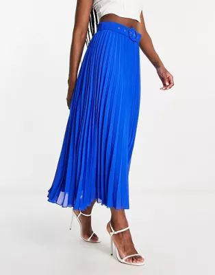 Style Cheat pleated midaxi skirt in cobalt | ASOS (Global)
