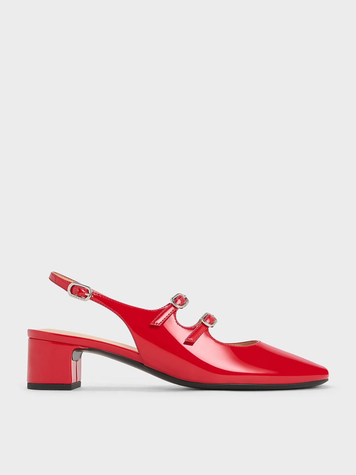 Red Double-Strap Slingback Mary Jane Pumps | CHARLES & KEITH UK | Charles & Keith UK