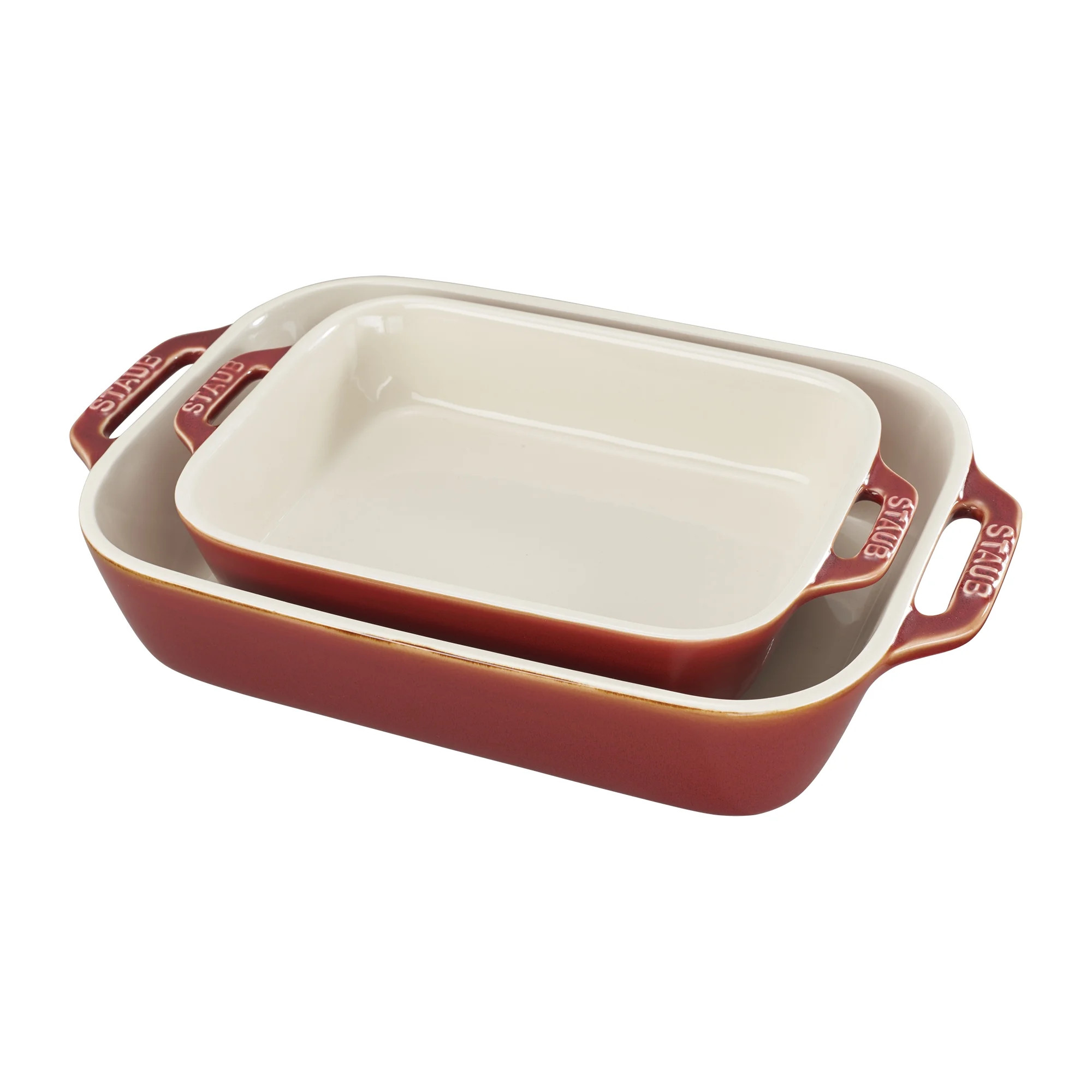 Staub Ceramic 2-pc Rectangular Baking Dish Set - Rustic Red - Walmart.com | Walmart (US)