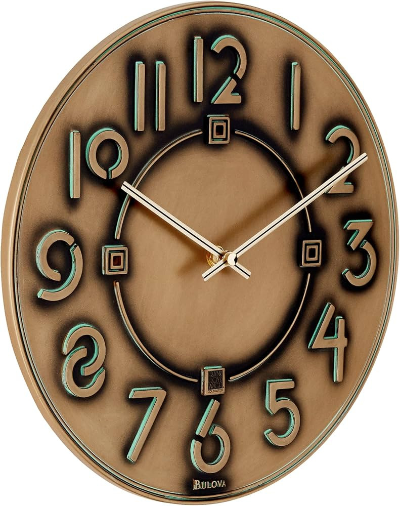 Bulova C3333 Frank Lloyd Wright Exhibition Wall Clock, Antique Bronze Metallic Finish | Amazon (US)