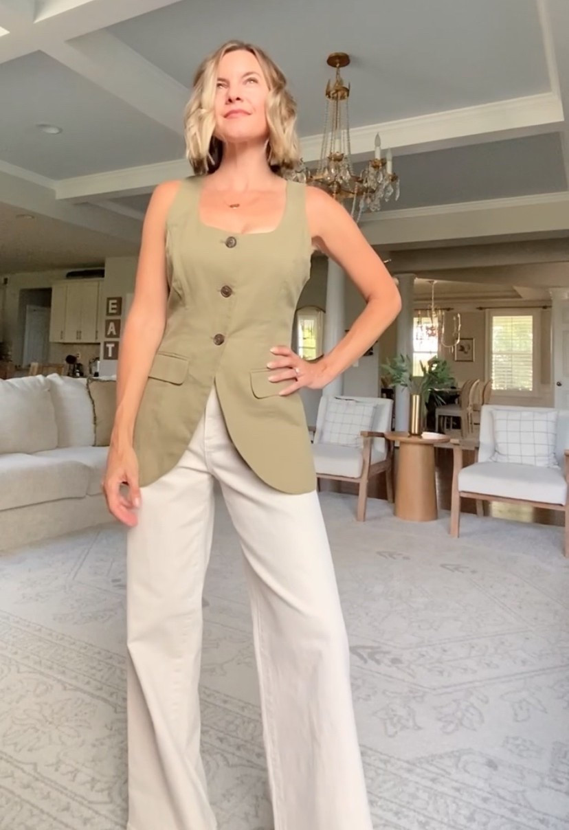 Target olive vest and cream wide-leg jeans

#LTKOver40 #LTKFindsUnder50 #LTKStyleTip