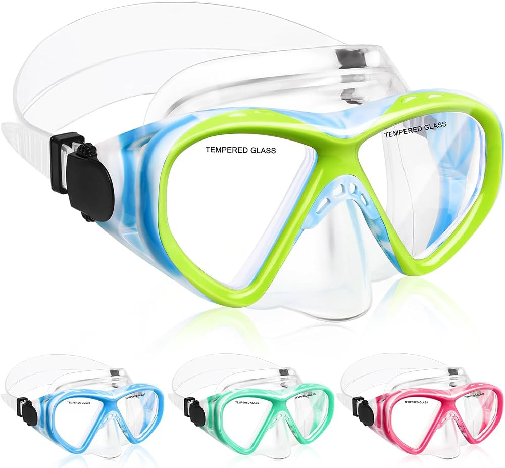 Kids Swim Goggles Snorkel Diving Mask for Boys Girls Ages 5-15, Two-Color Anti-Fog Swimming Goggl... | Amazon (US)