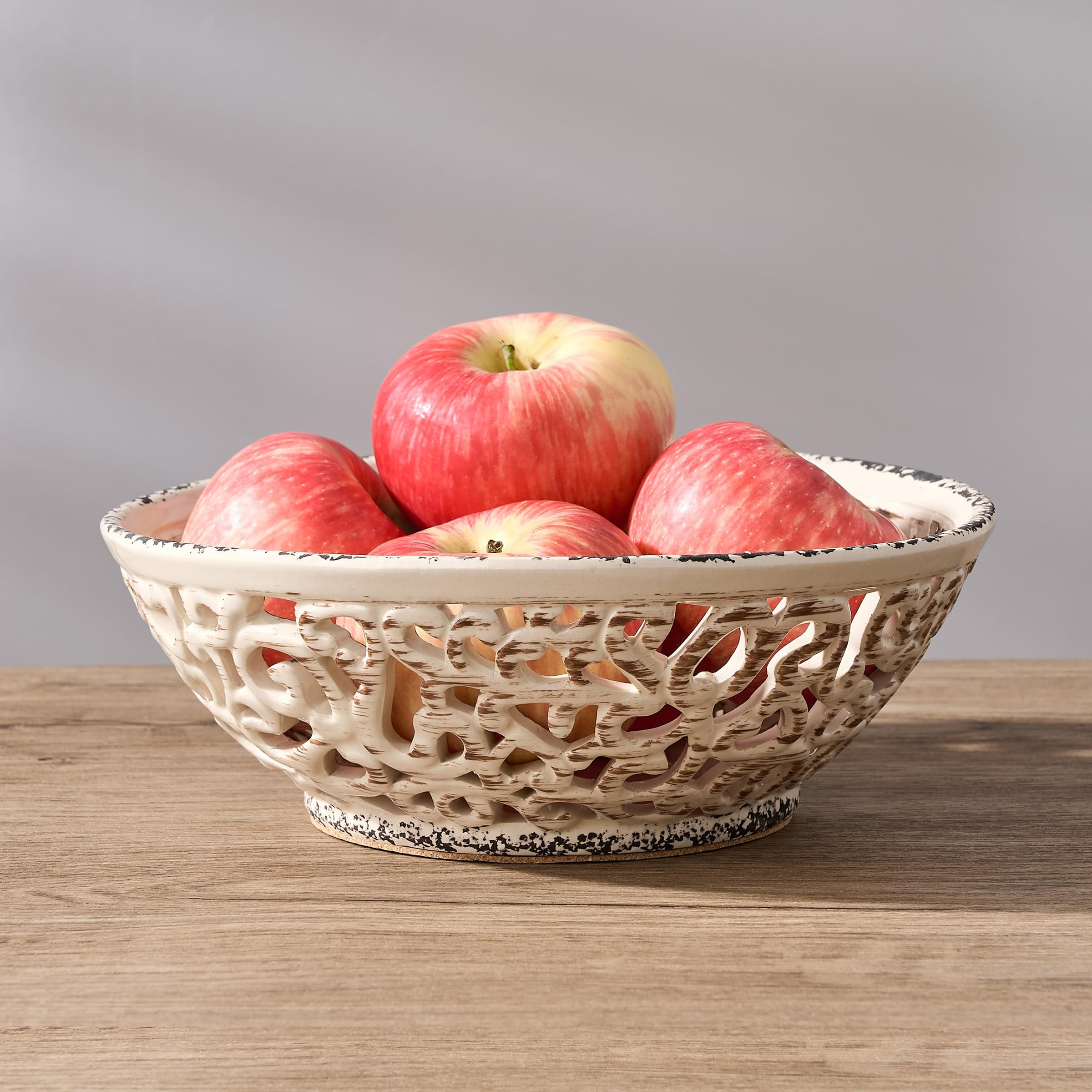 SIDUCAL Ceramic Fruit Bowl for Kitchen Counter,Decorative Fruit Basket with Holes, 10.43" Large H... | Amazon (US)
