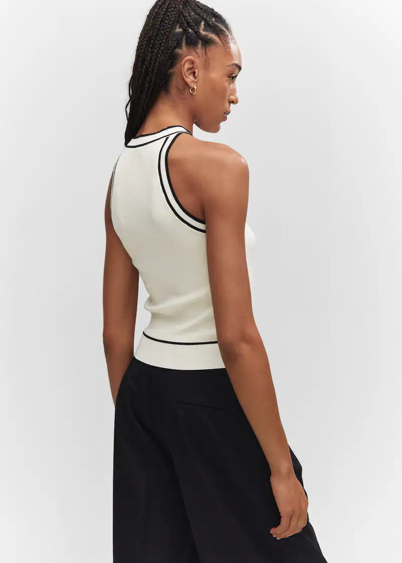 Knitted top with contrast details -  Women | Mango USA | MANGO (US)