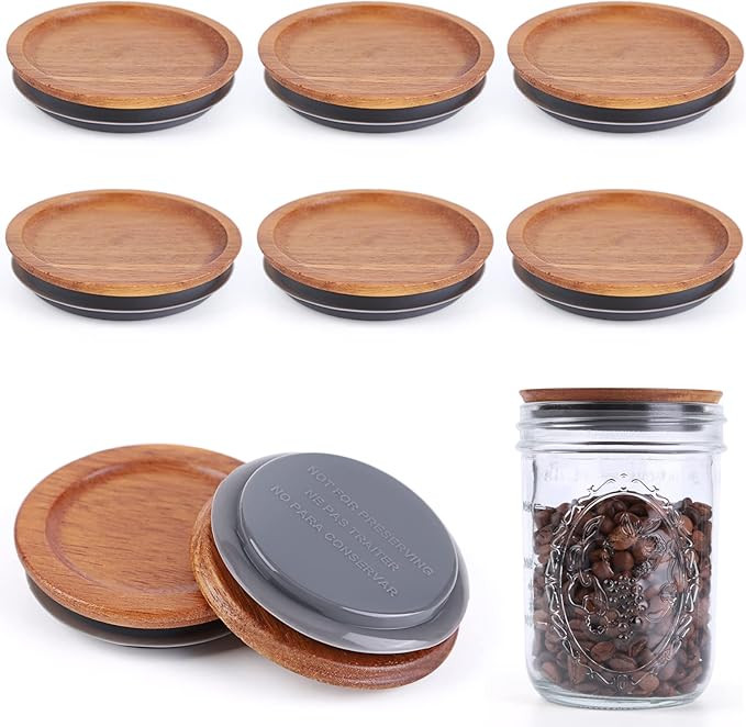 6Pack Wide Mouth Mason Jar Lids Acacia Wooden Storage Canning Jar Lids Ball Jars Bamboo Wooden Li... | Amazon (US)