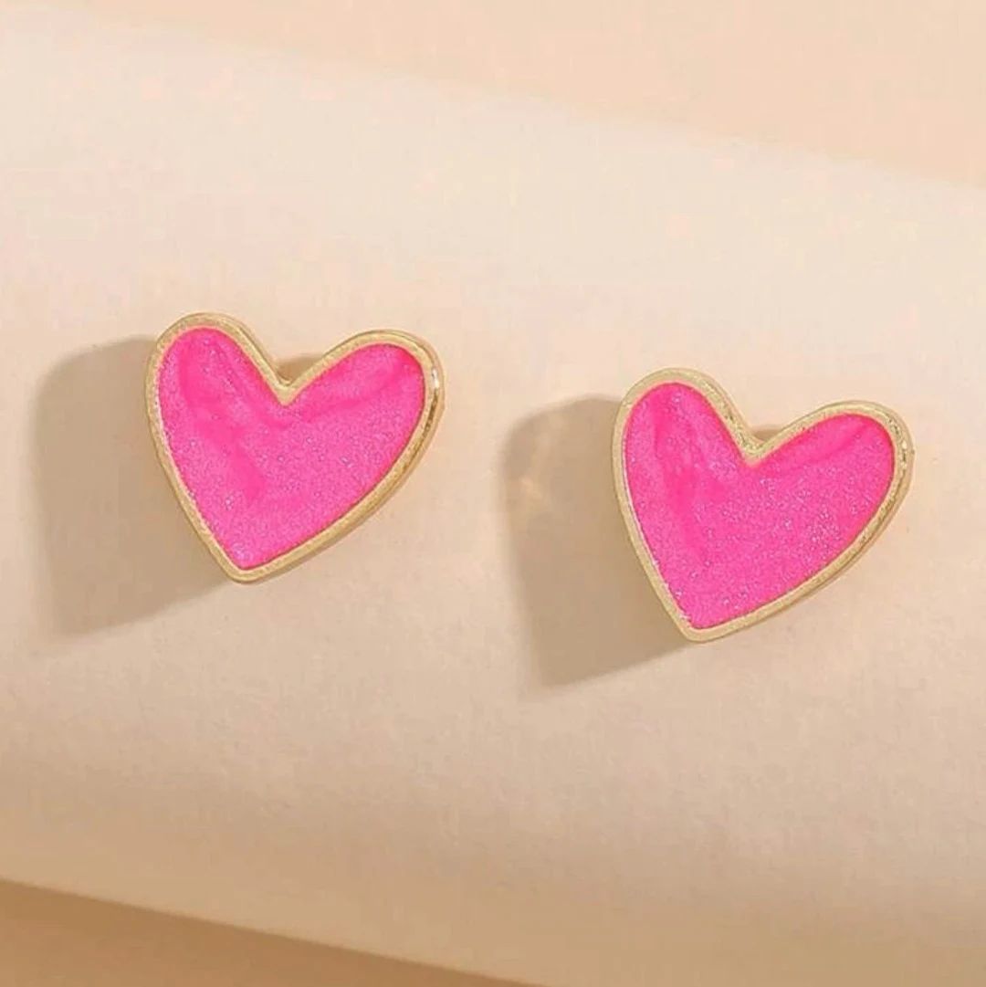 Heart Stud Earrings | Etsy (US)