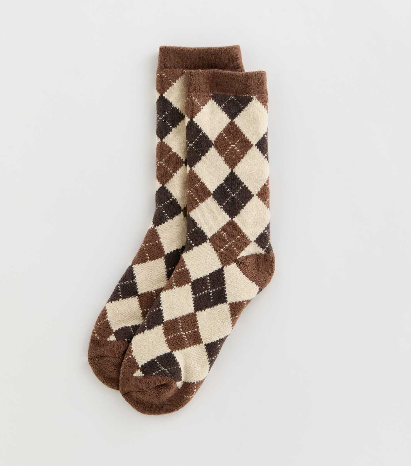 Brown Knit Argyle Ankle Socks | New Look | New Look (UK)