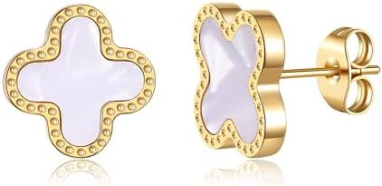 18K Gold Plated Clover Earrings for Women Four Leaf Clover Stud Earrings Lucky Dangle Earrings Si... | Amazon (US)