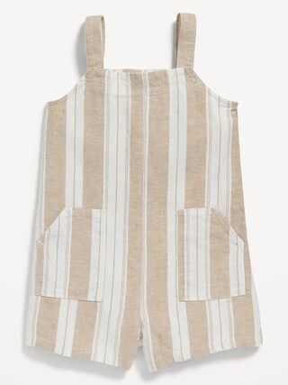 Sleeveless Striped Linen-Blend Romper for Toddler Girls | Old Navy (US)