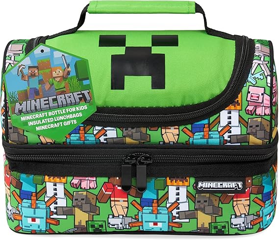 Minecraft Insulated Lunch Bag for Kids Creeper Lunchbox for Boys School Supplies Food Carrier Sna... | Amazon (US)