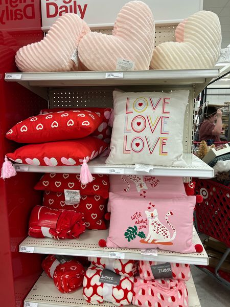 Valentines blankets, heart pillow, heart blanket