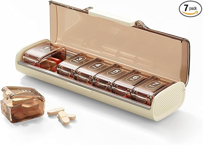 Weekly Pill Organizer,Portable 7 Day Pill Box,Moisture Proof Medicine Pill Organizer,Travel Pill ... | Amazon (US)
