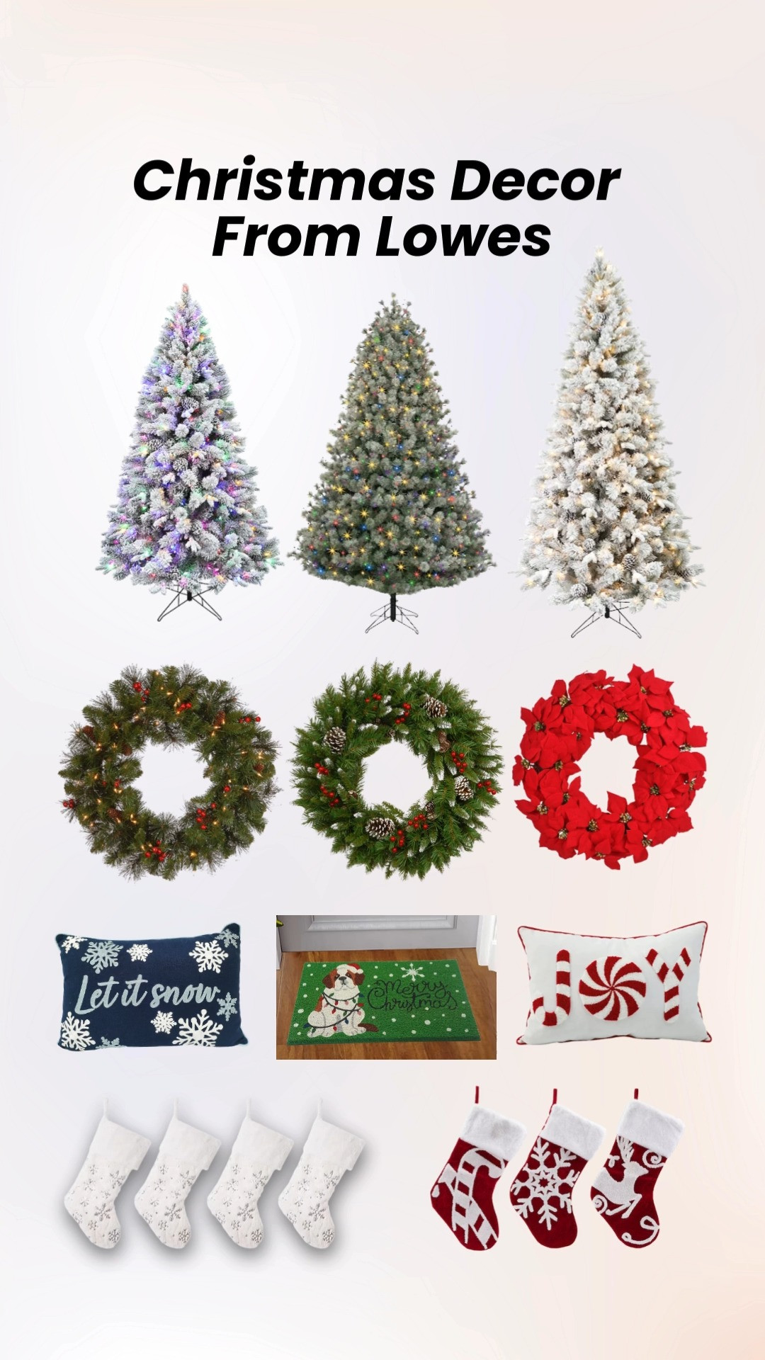 Christmas may be only a couple of weeks away, but there's still time to give your indoor decor an update with these great decor options from Lowe's. I love these Christmas trees, door wreaths, pillows, stockings, and rugs. 
 #LTKdecor #christmasdecor #holidaydecor

 

#LTKHoliday #LTKHome