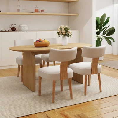 Dining Set Mid-Century Modern Wooden Table & Upholstered Chair Set For Home, Kitchen, Dining Room | Wayfair North America