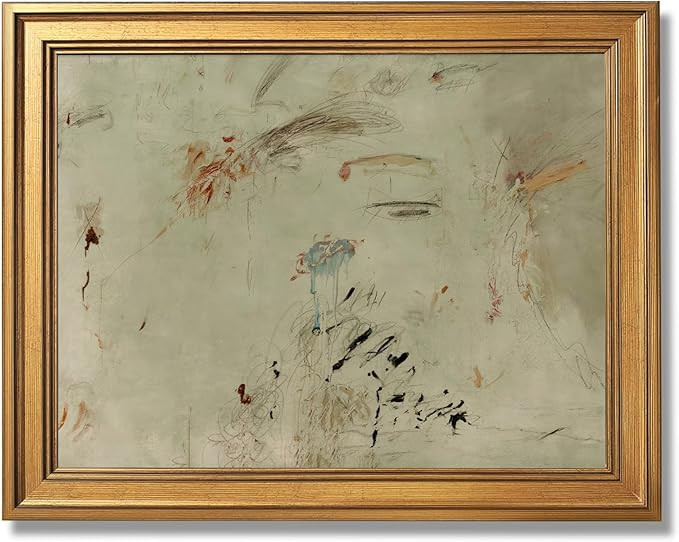 EQUEEN Sage Green Abstract Poster Cottagecore Wall Art Neutral Wall Decor Oil Painting Canvas Pri... | Amazon (US)