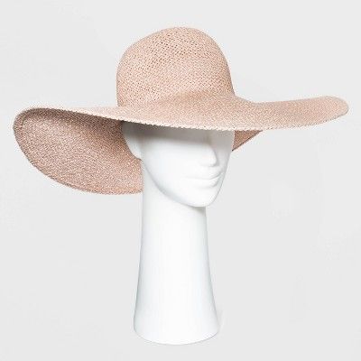 Women's Wide Brim Open Weave Straw Floppy Hat - A New Day™ Blus Pink | Target