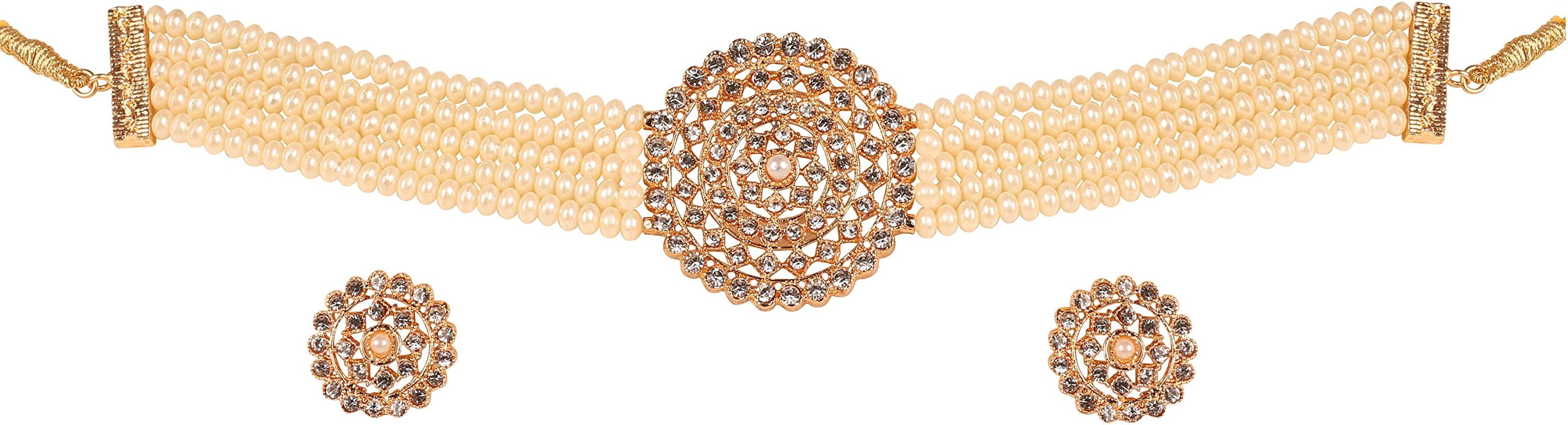 Touchstone Indian Bollywood Traditional Rhinestone Kundan Polki Faux Pearls Colorful Beads String... | Amazon (US)